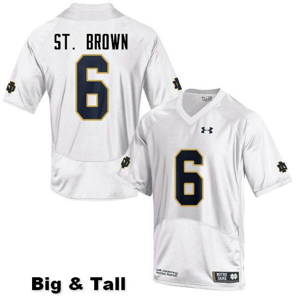 Men's NCAA Notre Dame Fighting Irish #6 Equanimeous St. Brown Stitched College Under Armour Authentic White Big & Tall Football Jersey HO10S31RN